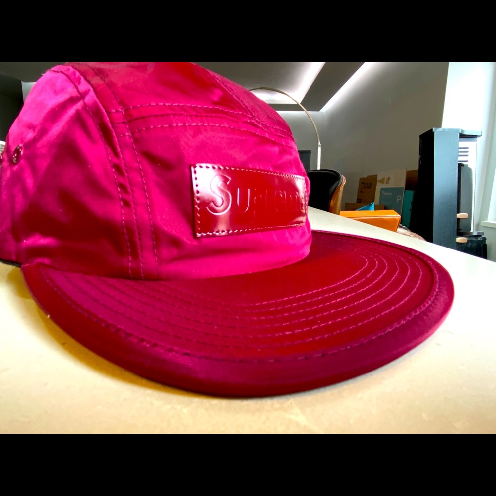 Supreme patent leather patch camp reflective cap